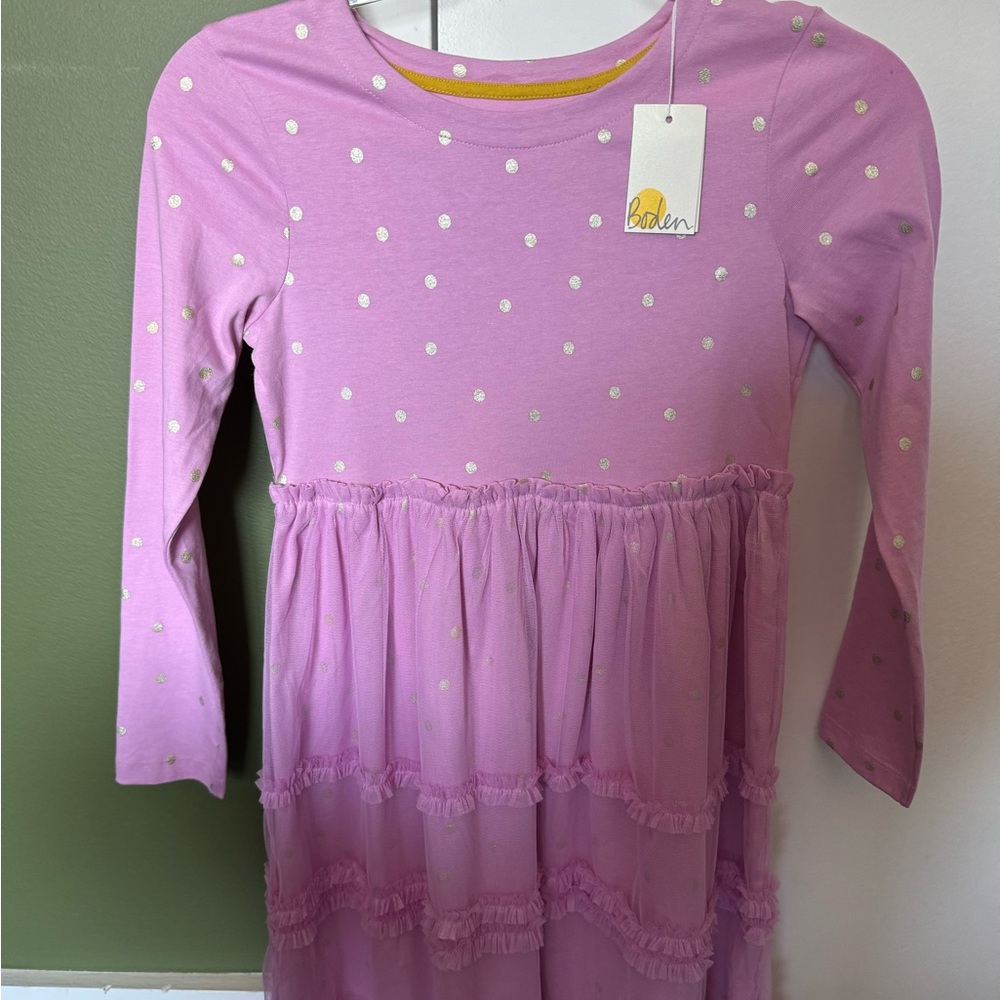 Mini Boden Purple Polka Dot Twirl Dress Size 11-12Y 146CM